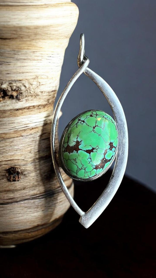 Timeless Eye” – Egyptian Turquoise Pendant with Silver Chain