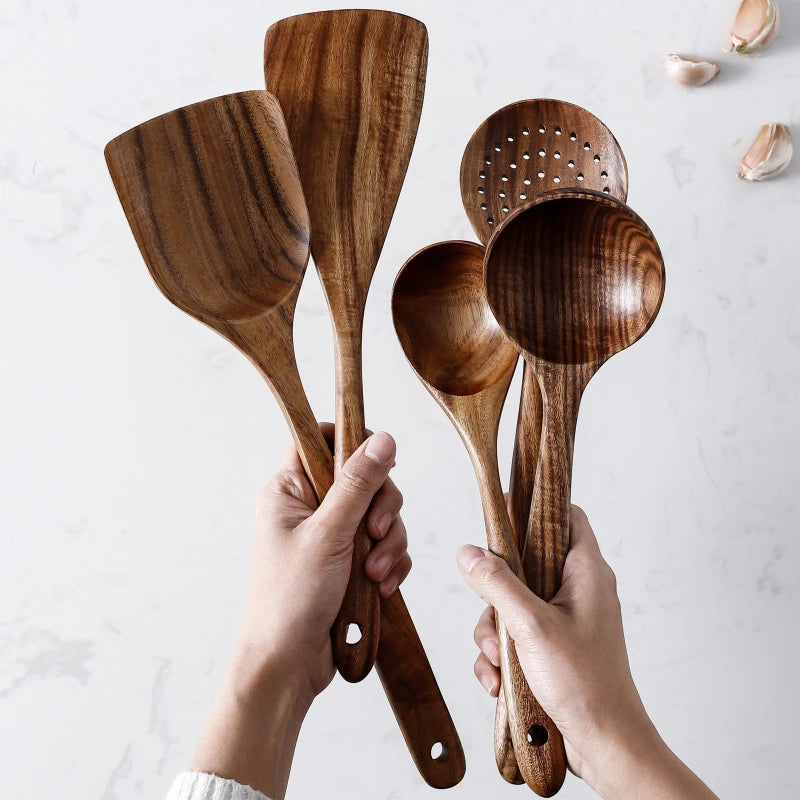 Teak Wood Cooking Utensil Set