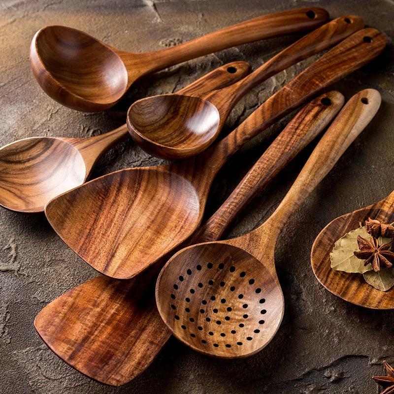 Teak Wood Cooking Utensil Set