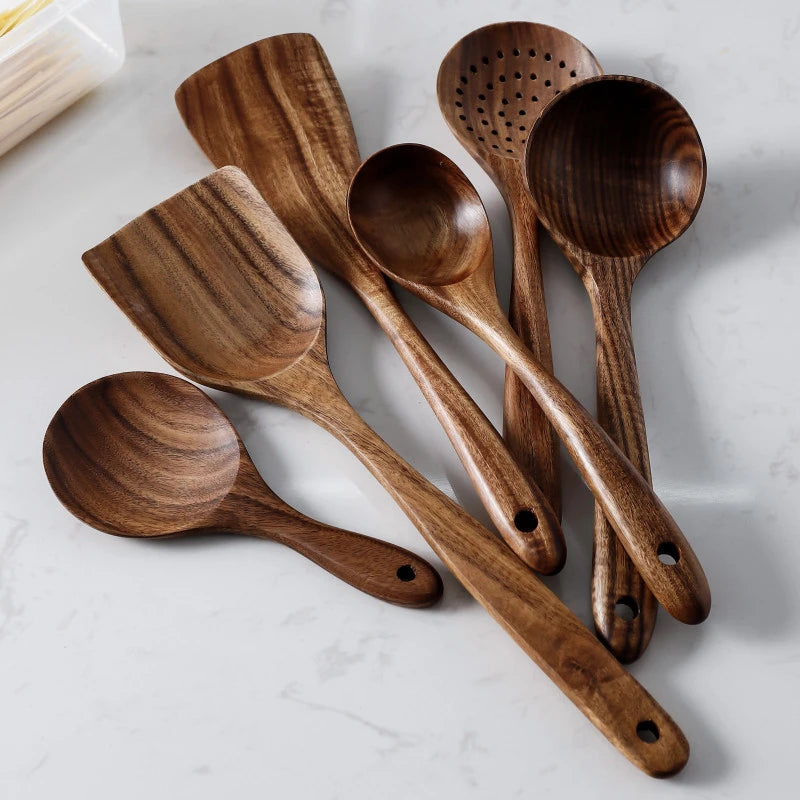 Teak Wood Cooking Utensil Set