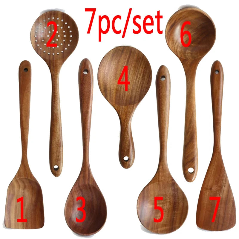 Teak Wood Cooking Utensil Set