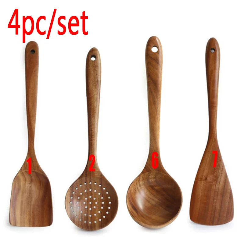Teak Wood Cooking Utensil Set