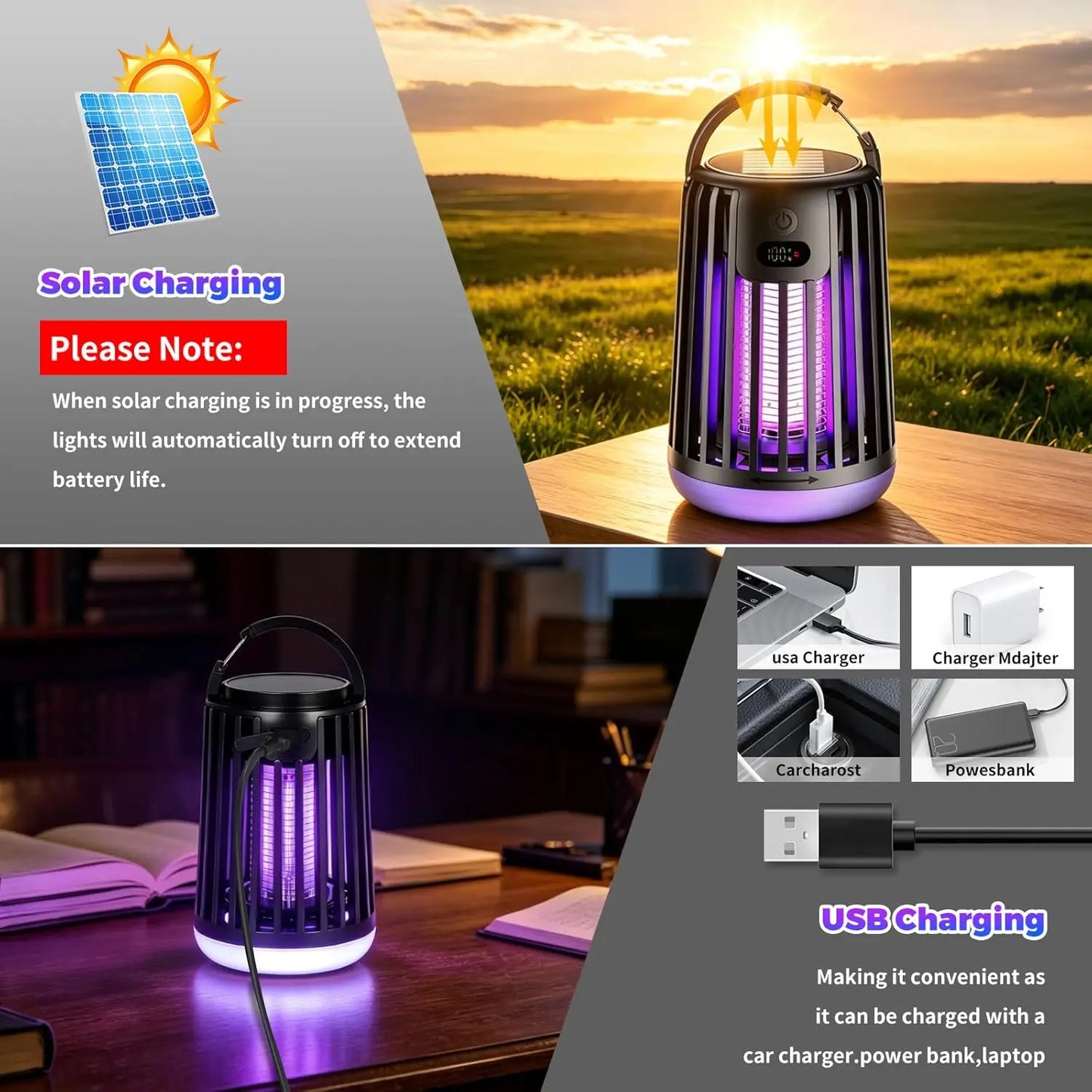 Solar Camping Bug Zapper Lantern