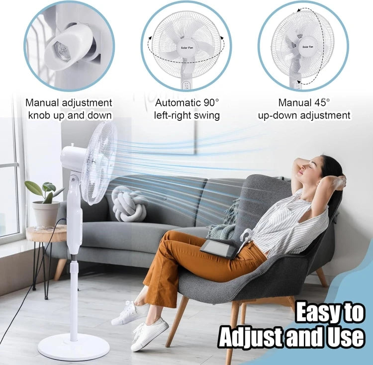 Solar Emergency Standing Fan – 16"