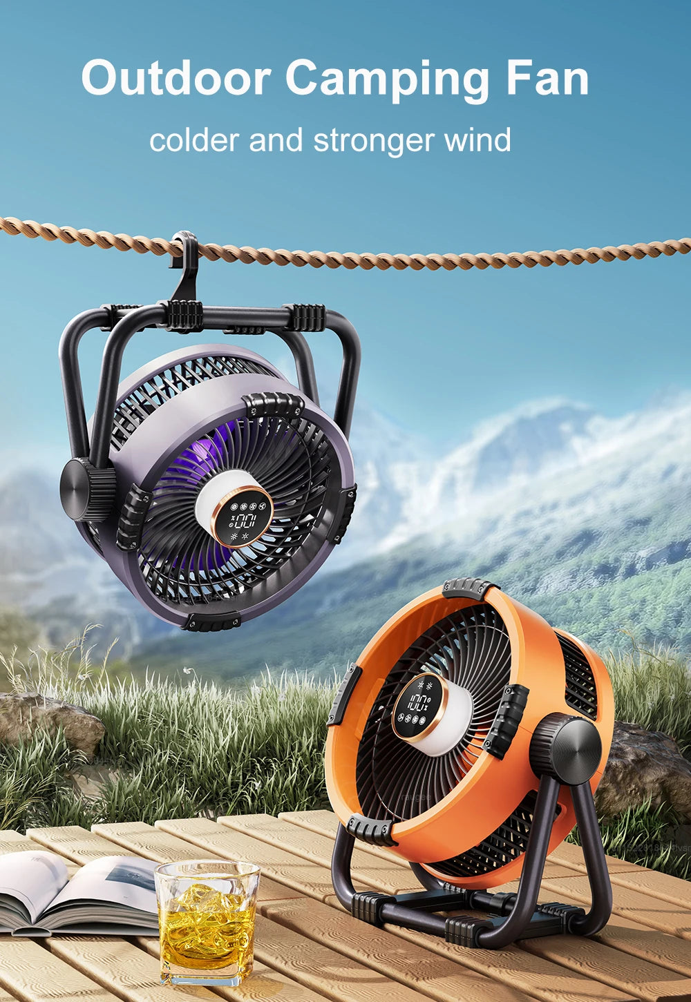 Rechargeable Camping Fan with Light