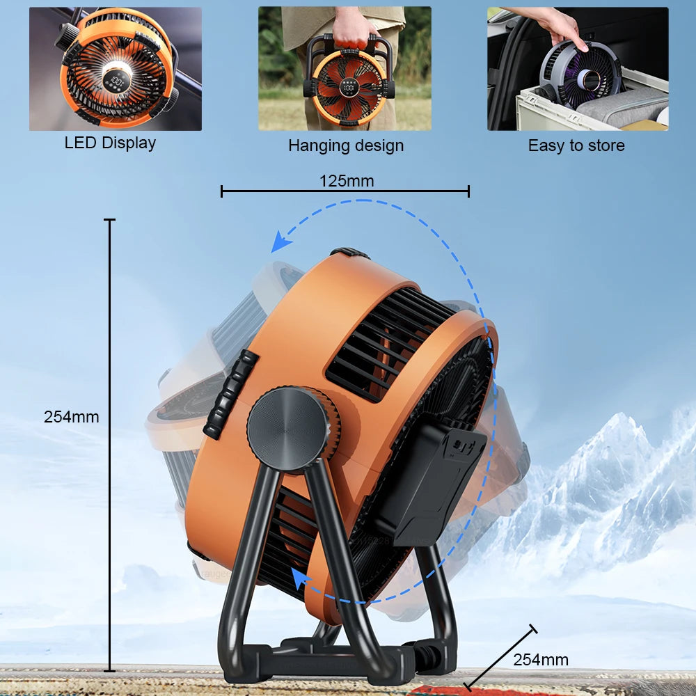 Rechargeable Camping Fan with Light