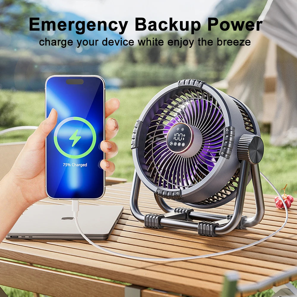 Rechargeable Camping Fan with Light