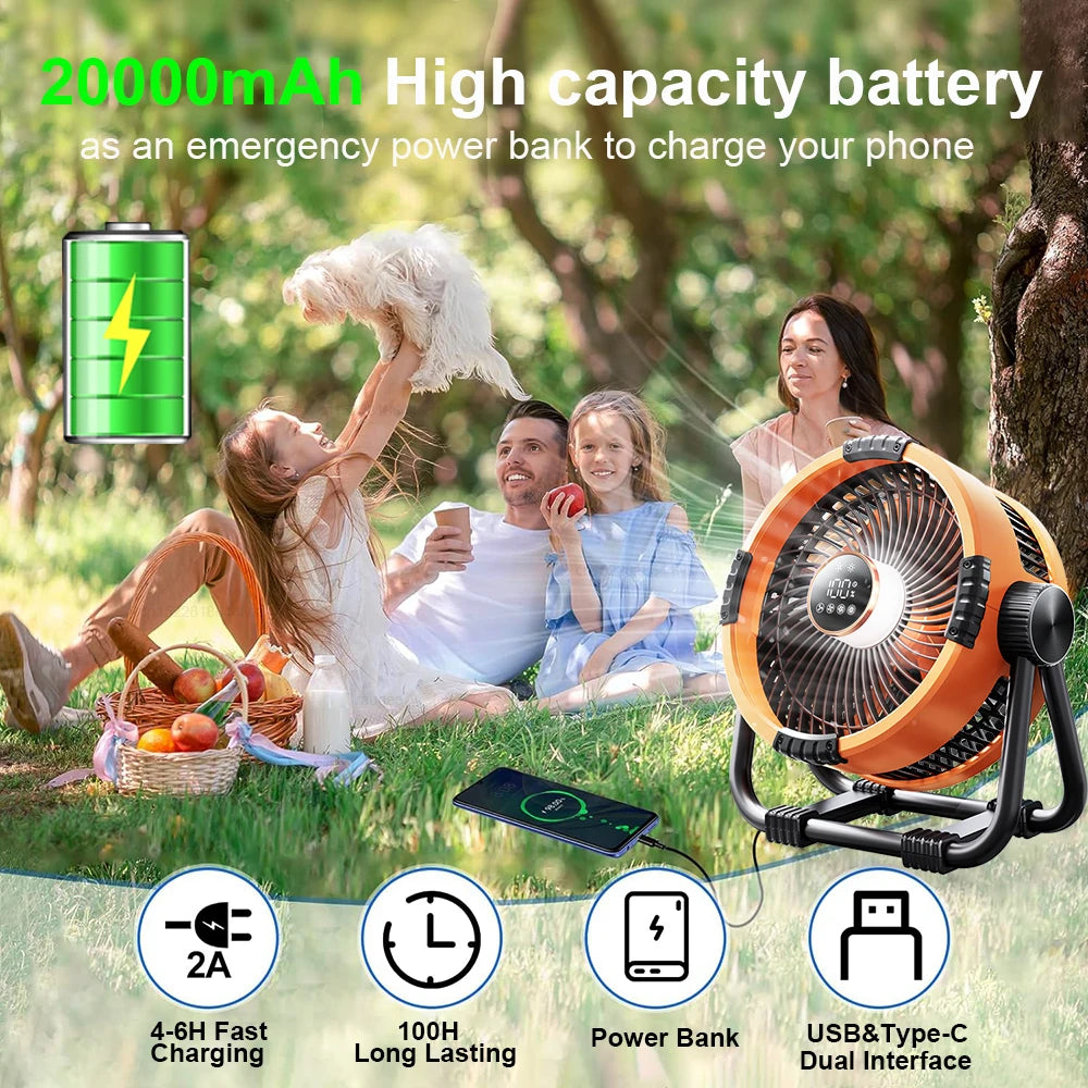 Rechargeable Camping Fan with Light
