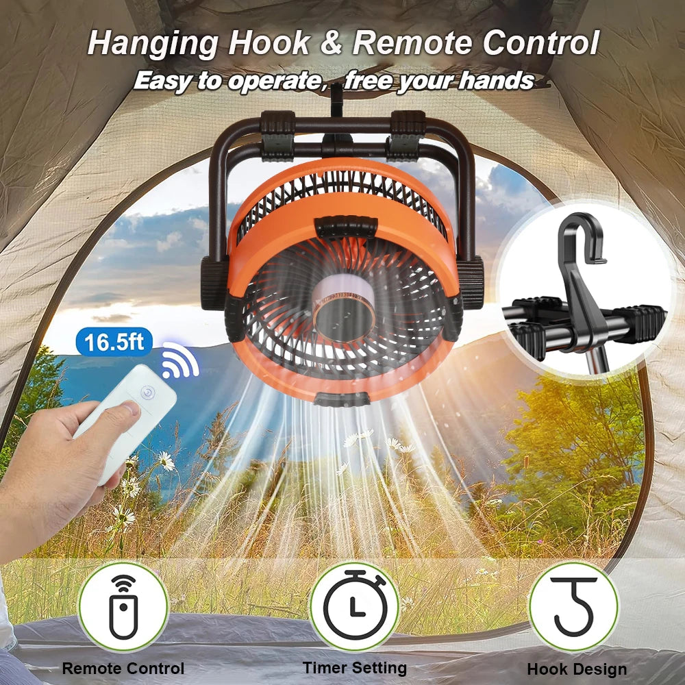 Rechargeable Camping Fan with Light