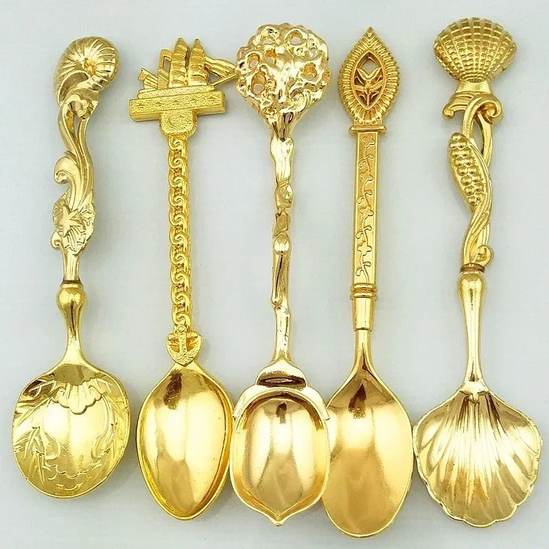 Vintage Gold Spoon & Fork Set (5PCS)