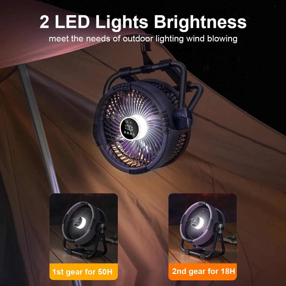 Rechargeable Camping Fan with Light