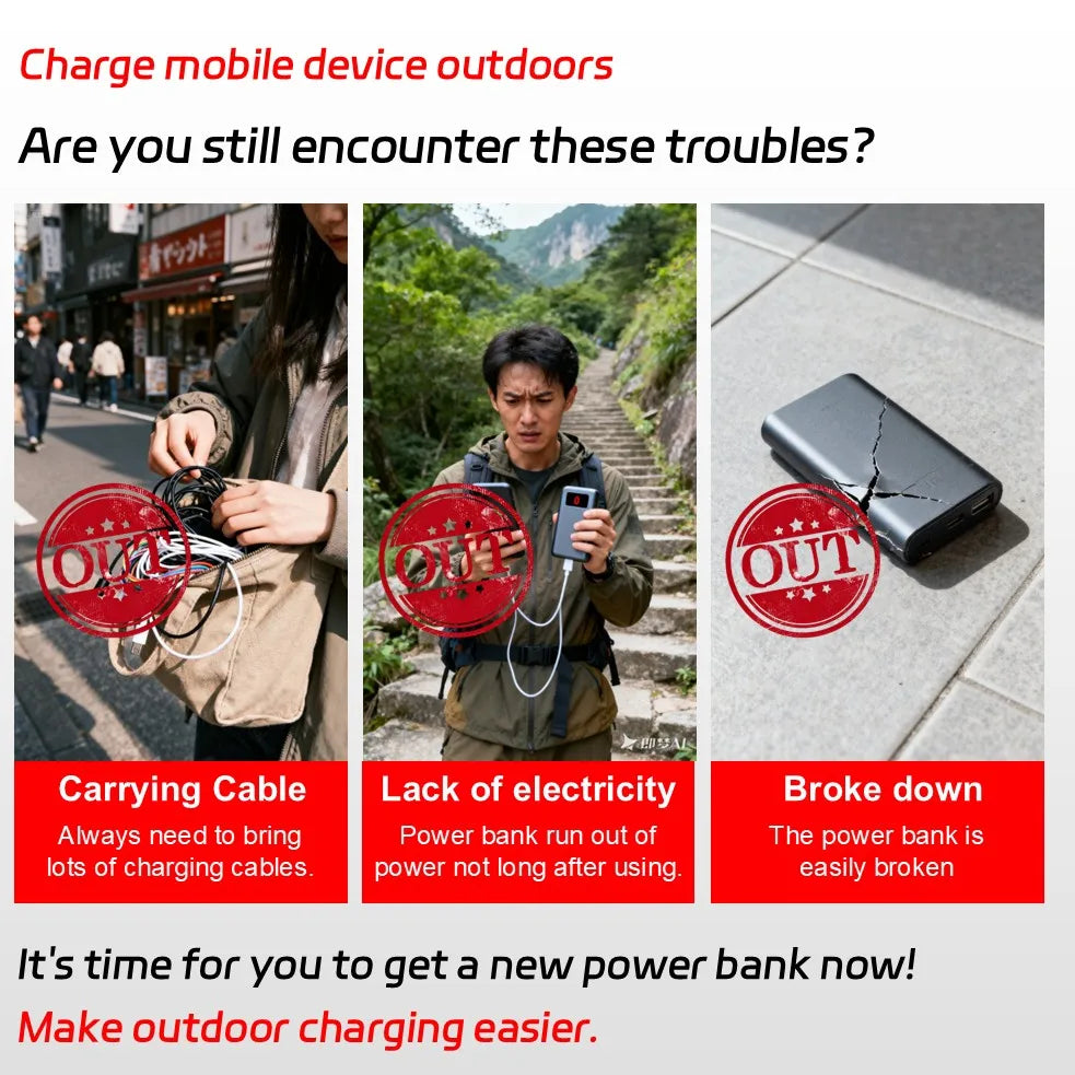 باور بانك شمسي بكابلات مدمجة