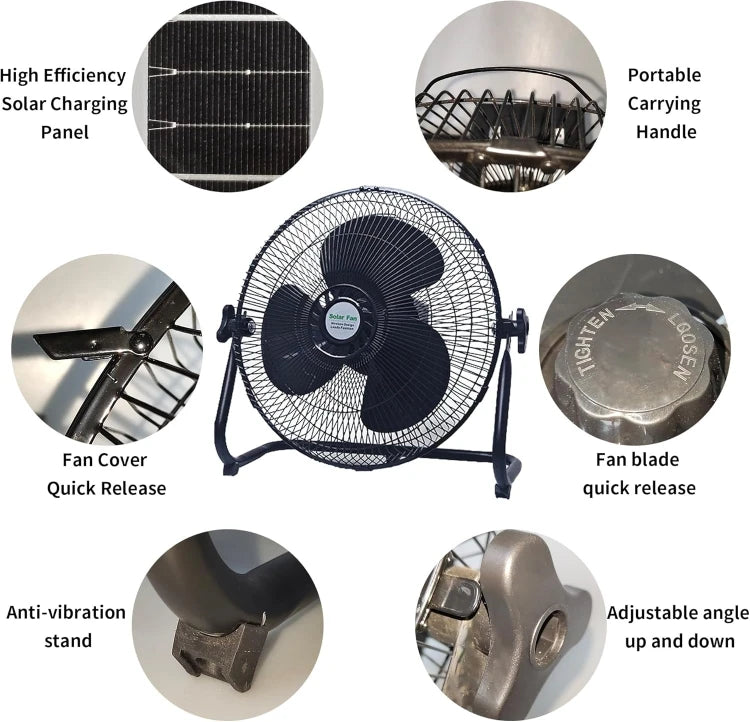 Solar Emergency Standing Fan – 16"