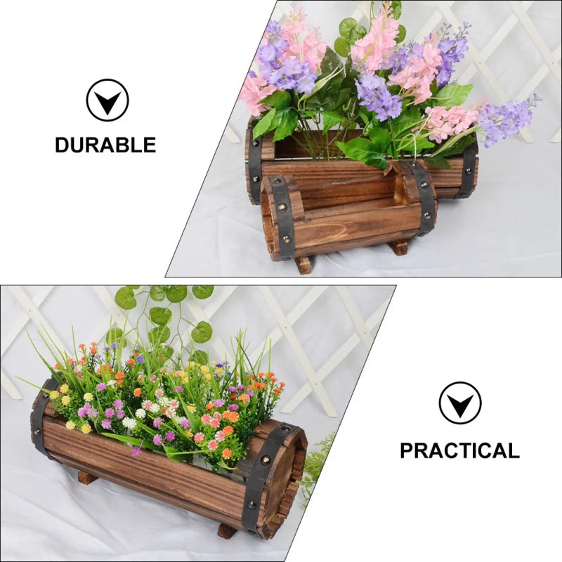 Rustic Half Barrel Planter
