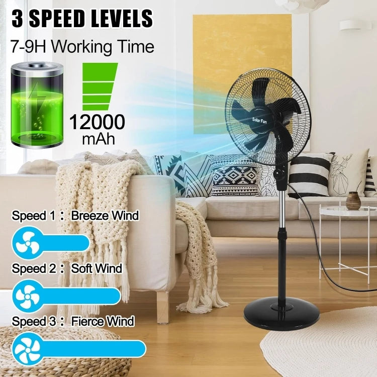 Solar Emergency Standing Fan – 16"