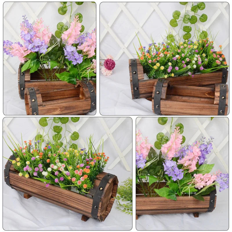 Rustic Half Barrel Planter