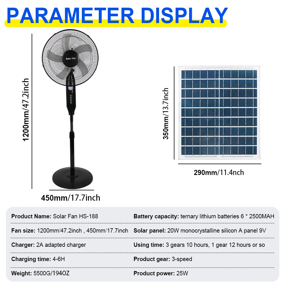 Solar Powered Floor Fan