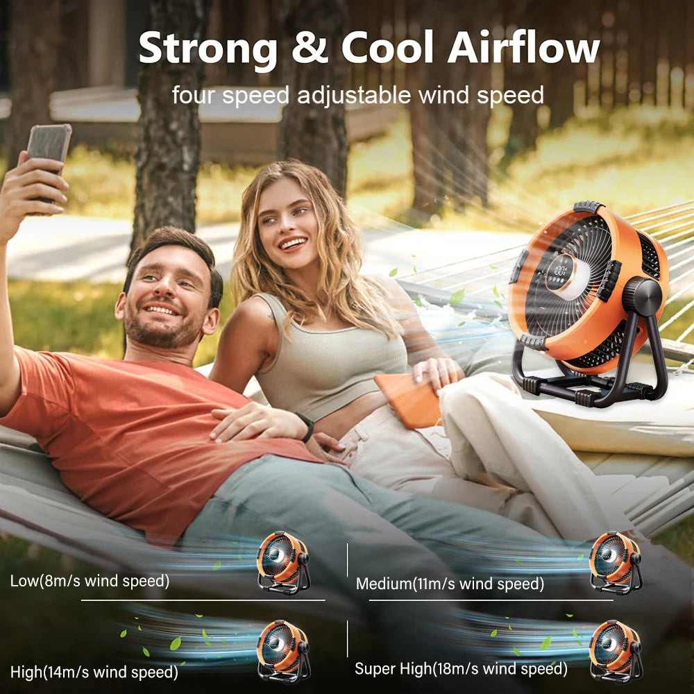 Rechargeable Camping Fan with Light